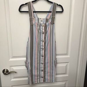 junior’s striped overall dress